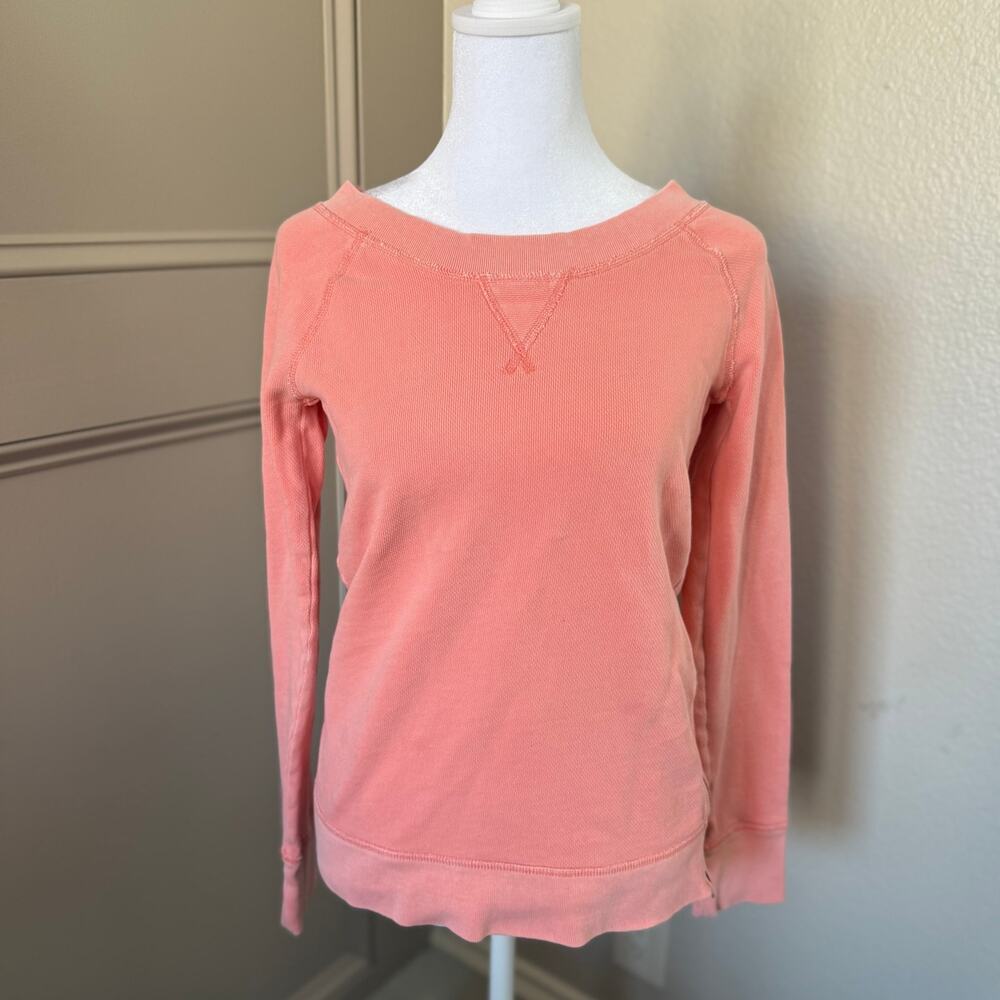 J Crew Factory Distressed Coral Sweatshirt with Zipper Detail Size XS -L0217